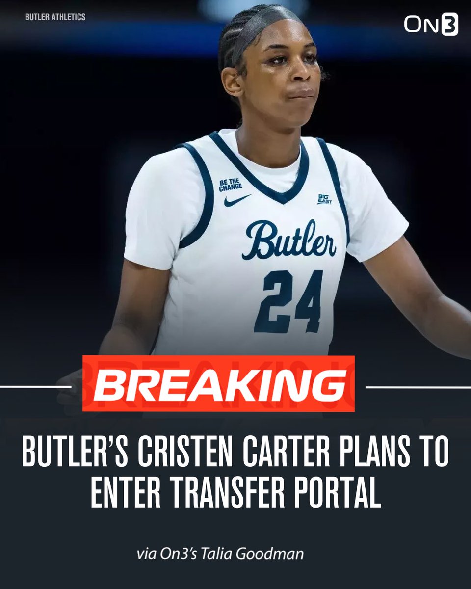 Butler’s Cristen Carter intends to enter the transfer portal, she told <a href="/On3sports/">On3</a>. 

The 6-4 sophomore averaged 5.3 ppg and 4.2 rpg this season. 

TRACKER: on3.com/her/news/on3-2…