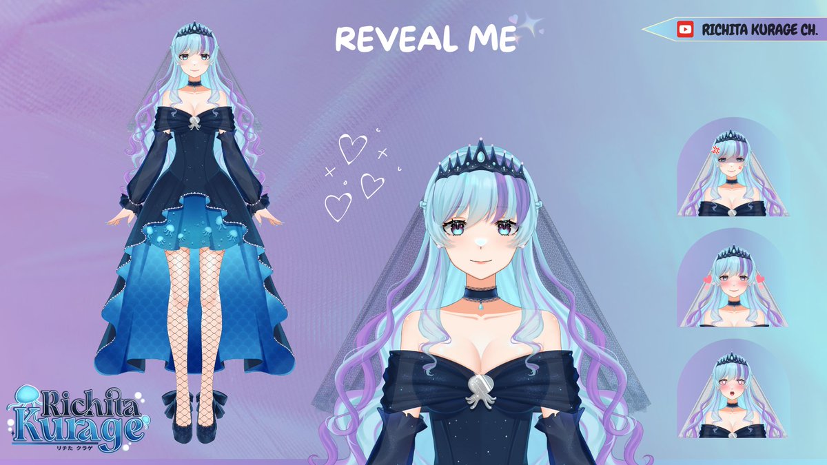 It’s Finally open 🙌🏻🪼
Thank you everyone for helping me out to reveal my character, can’t wait to redebute as soon as possible 😚💙
Don’t forget to subscribe my YT channel
youtube.com/@richitakurage

Live2D : @AlyrinComission 
Rigging : @miyuakizora 

#VtuberID #Live2D #Vtuber
