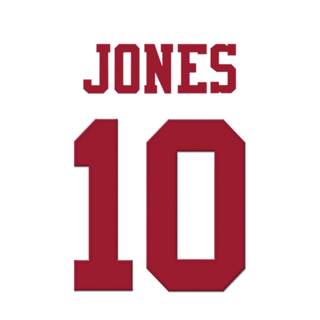 San Francisco 49ers QB Mac Jones (<a href="/MacJones_10/">Mac Jones</a>) is wearing number 10. Last assigned to Ronnie Bell. #FTTB