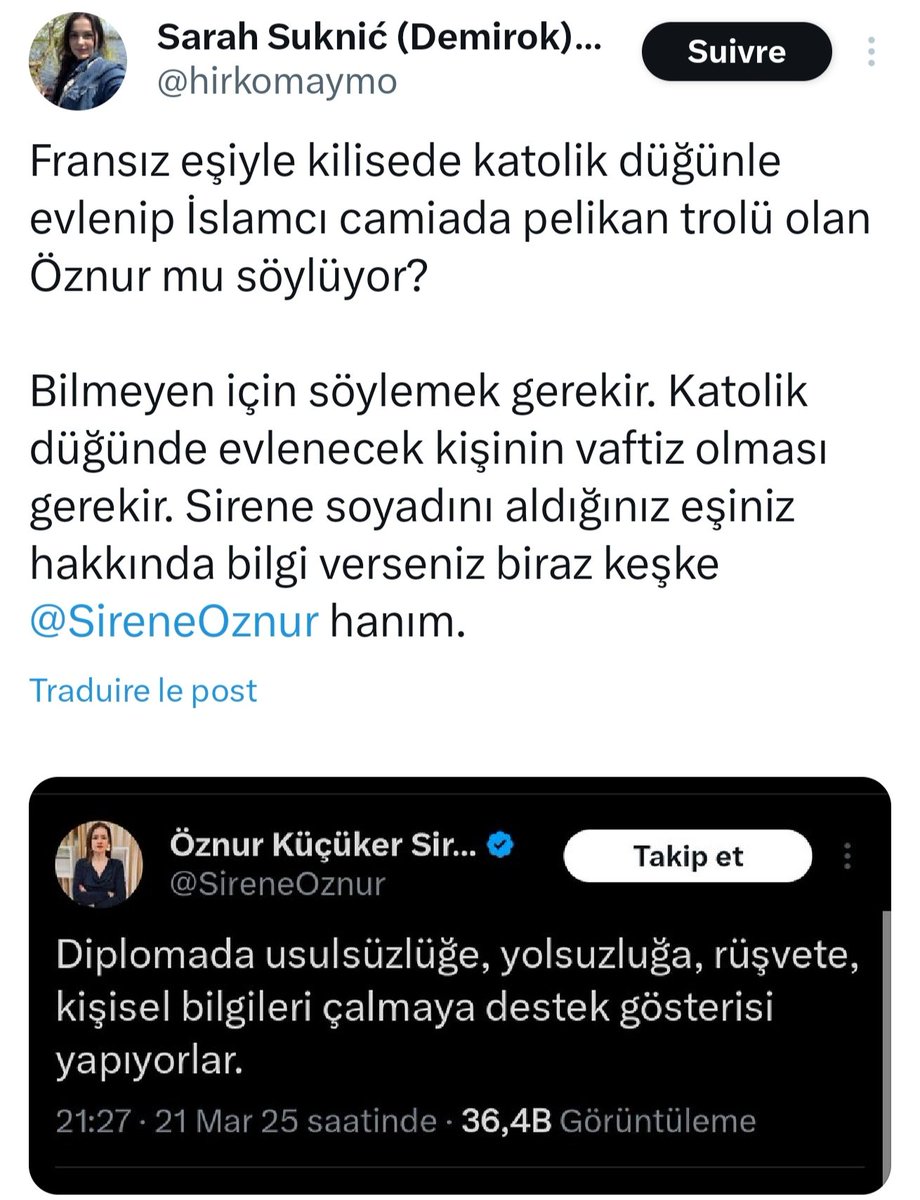 Değerli takipçilerim, günlerdir İmamoğlu ve muhalefet hakkında yazdıklarım nedeniyle Ajans piyonlarına yeni bir görev vermiş. Saatlerdir bot hesaplar şöyle şeyler yazıyor. Bu kadın kimdir bilmiyorum, belli ki yurt dışında yaşıyor ve bunun için görevlendirilmiş.
Katoliklik