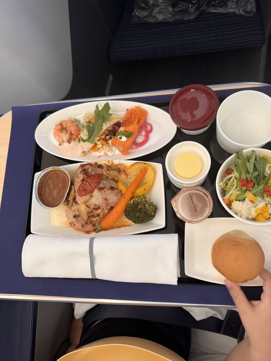 結論ANAはチャイルドミールは事前注文せずに、大人と同じもの食べさせた方が良い。

今回はチャイルドミールに冷蔵庫で冷やしてあるビニール袋に入ったエコノミークラス用のパンをわざわざご用意いただきました🍞

幼児に「なんでこのパンこんなに冷たいの？」と言われてるよ