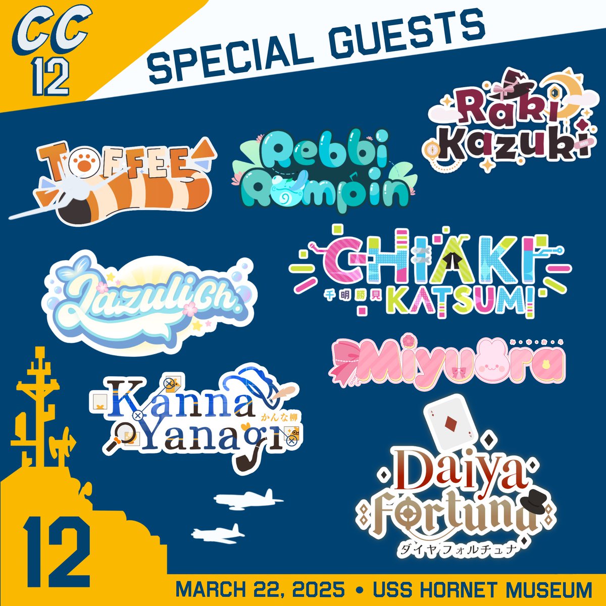 Please welcome aboard special guests for the #carriercon2025 VTubers in the Wild! panel, <a href="/Miyuora/">mimi 🎀💤</a> , <a href="/DaiyaFortuna/">Daiya Fortuna 🎰 ♦️</a> , <a href="/RebbiRompin/">Rebbi 🫧🐸</a> , <a href="/Yanagi_Kanna/">Kanna Yanagi 🦆🔍</a> ,  <a href="/l4zufish/">LAZULI 🍥🌊</a> , <a href="/Toffee_VT/">Toffee 🐾🎋</a> , <a href="/ChiakiKatsumi/">Chiaki Katsumi🐱🖥</a> , <a href="/RakiKazuki/">Raki Kazuki 🎀🩹</a> ! See you tomorrow sailors!⚓️