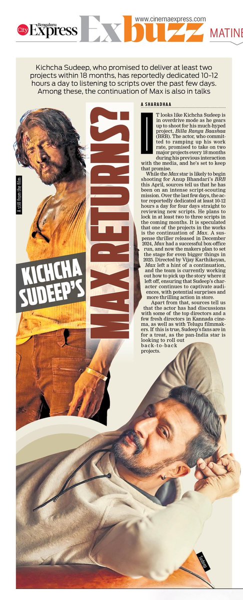 Breaking news for all Kichcha fans! 🔥 Our star is gearing up for at least TWO films in the next 18 months apart from Billaranga Basha! The man is on fire! 💥
<a href="/KicchaSudeep/">Kichcha Sudeepa</a> 
#KicchaStormComing