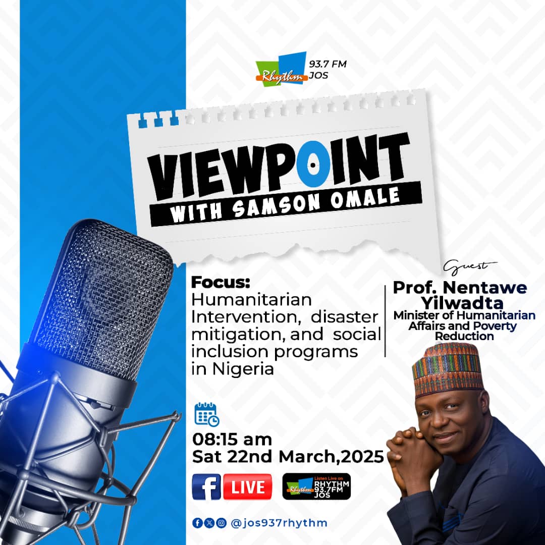 Rhythm 93.7 FM Jos (@jos937rhythm) on Twitter photo The Minister, Professor <a href="/nentawe1/">Nentawe G. Yilwatda</a> Yilwada, will be our guest today on VIEWPOINT, from 8.15am on <a href="/Jos937Rhythm/">Rhythm 93.7 FM Jos</a> The Minister, Professor <a href="/nentawe1/">Nentawe G. Yilwatda</a> Yilwada, will be our guest today on VIEWPOINT, from 8.15am on <a href="/Jos937Rhythm/">Rhythm 93.7 FM Jos</a>