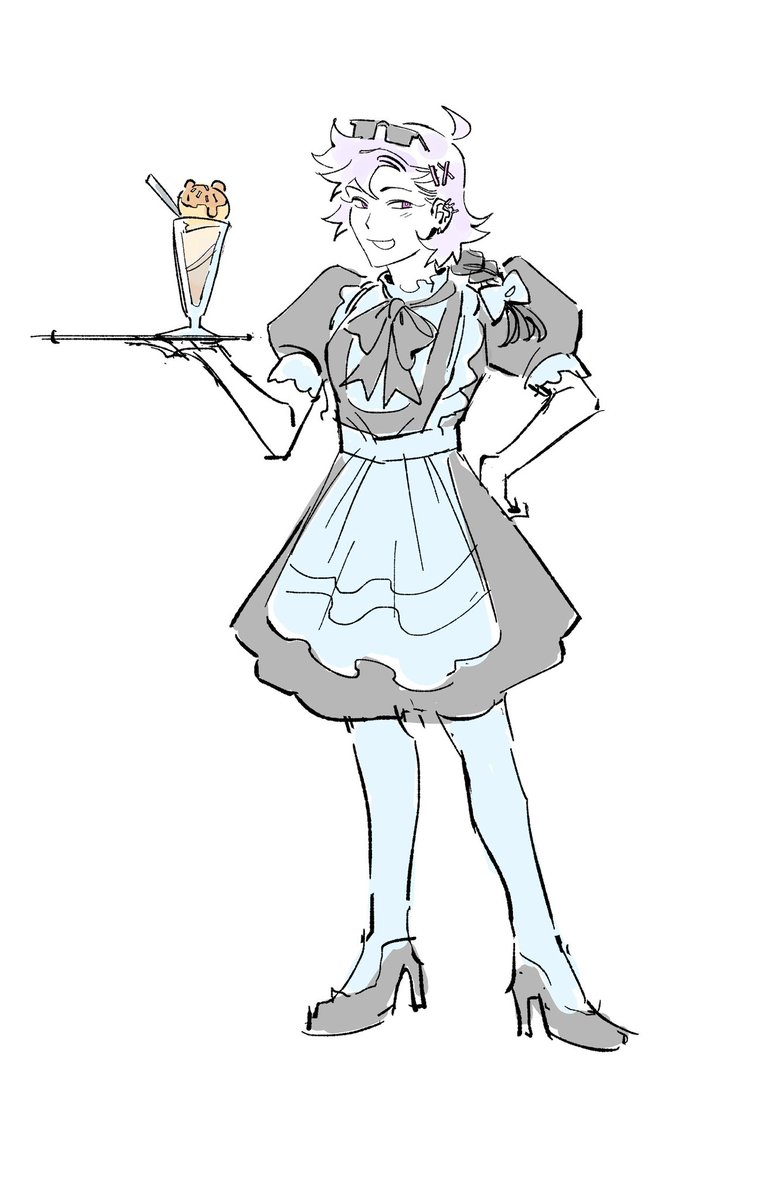 apolocelot's tweet image. maid/butler cafe themed sparkle from 2024