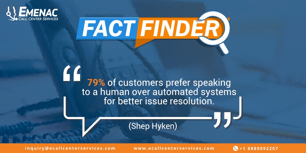 EmenacCCS's tweet image. 79% of customers prefer speaking to a human over automated systems for better issue resolution. 😍

🌐 ecallcenterservices.com
📧 inquiry@ecallcenterservices.com
📲 +1 888 909 2207
.
.
#ECallCenterServices #FactFinding #customer #callcenter #resolution #contactcenter