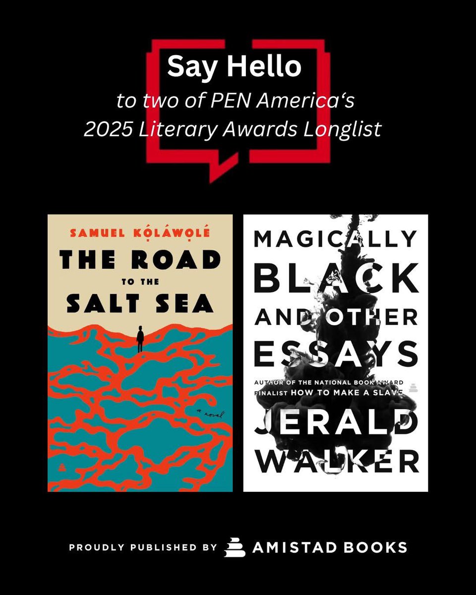 THE ROAD TO THE SALT SEA is on the longlist for the 2025 PEN/Hemingway Award for Debut Novel. Grateful and honored!