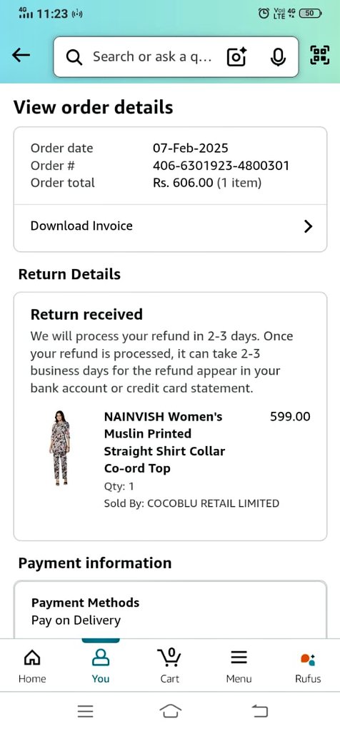 kishor_munot's tweet image. My wife ordered a dress from @amazonIN a few months ago & returned the next day because the order was different, but even after 2 months, the money has not refunded & the company says that the product shipped & the product returned are different, so a refund is not possible.