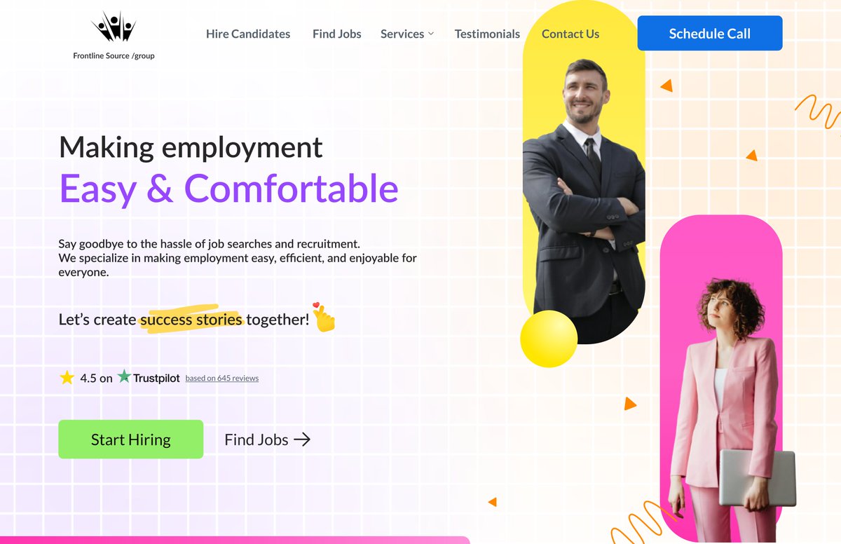 pixel_layout's tweet image. 🎨 I Had this random idea to redesign the hero section for a staff recruiting firm (Frontline source group) from &quot;meh&quot; to &quot;you people decide&quot;

1) ⬅️ BEFORE: Generic, dull, and forgettable.
2)➡️ AFTER: Bold, engaging, and ready to attract top talent! 

#UXUI #DesignUpgrade