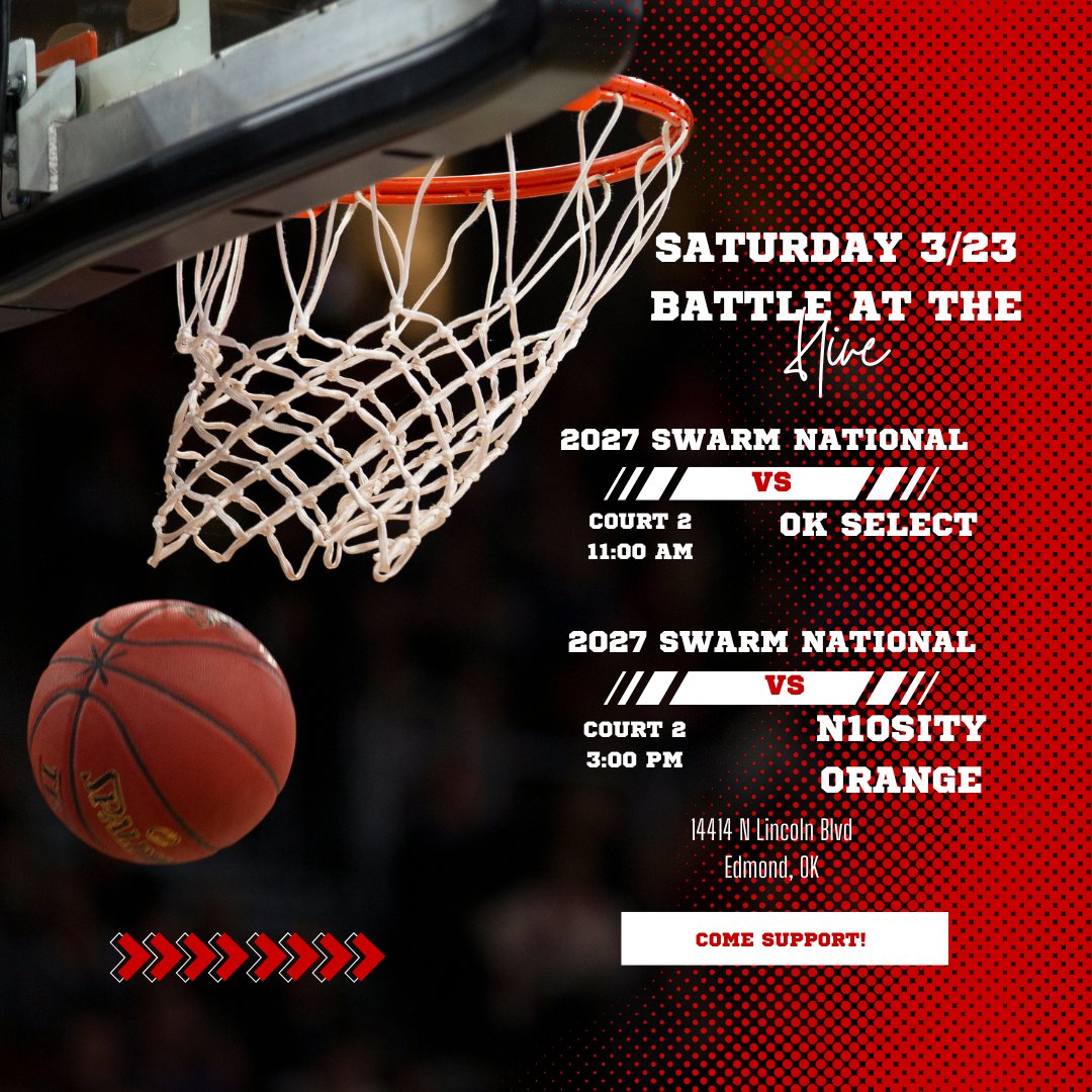 Should be in for a great matchup between #OKSwarm 2027 National and their opponent KS United! Here's the official schedule for your 2027 National!! #BattleattheHive #DreamBelieveAchieve