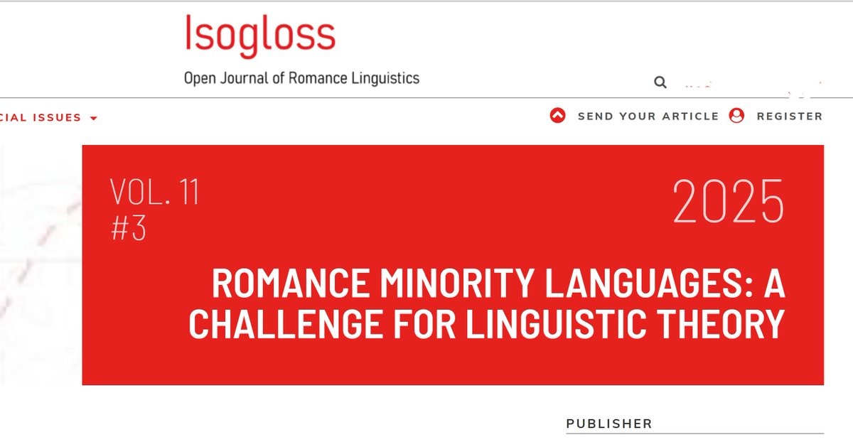 Isogloss_'s tweet image. NEW! Romance minority languages: A challenge for linguistic theory, a full Special Issue in #OA
revistes.uab.cat/isogloss/index