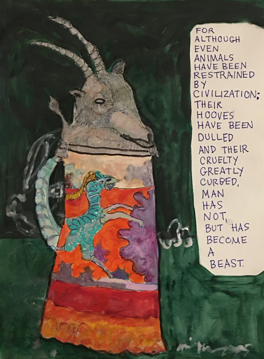 amitallman1's tweet photo. Ami Tallman: has become a beast
ink, gouache, acrylic, and house paint on paper
12” x 9 inches https://t.co/rR3LL368wH