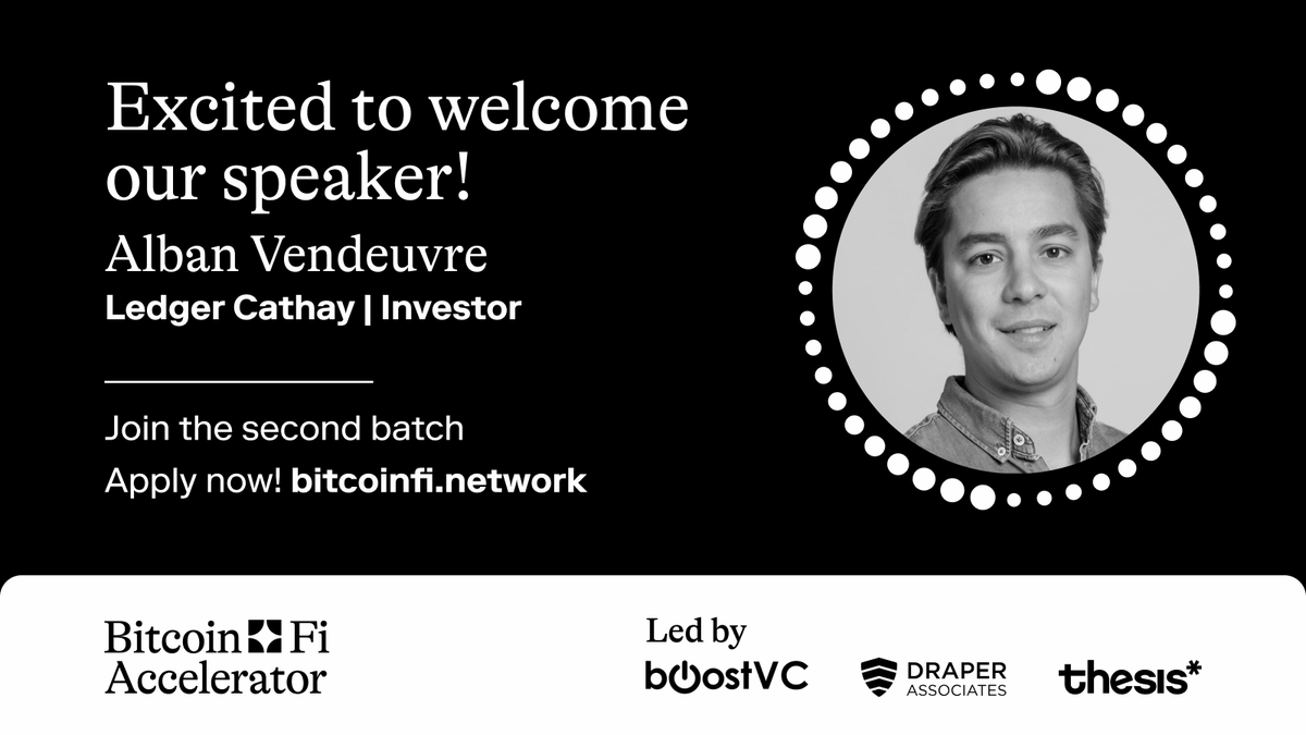 BitcoinFi Accelerator (@btcfinetwork) on Twitter photo As an Investor at <a href="/Ledger/">Ledger</a> <a href="/Cathayinnov/">Cathay Innovation</a>, <a href="/AlbanVendeuvre/">Alban Vendeuvre</a> has consistently identified tomorrow's breakthroughs today, connecting visionary founders with the capital they need to grow fast. As an Investor at <a href="/Ledger/">Ledger</a> <a href="/Cathayinnov/">Cathay Innovation</a>, <a href="/AlbanVendeuvre/">Alban Vendeuvre</a> has consistently identified tomorrow's breakthroughs today, connecting visionary founders with the capital they need to grow fast.