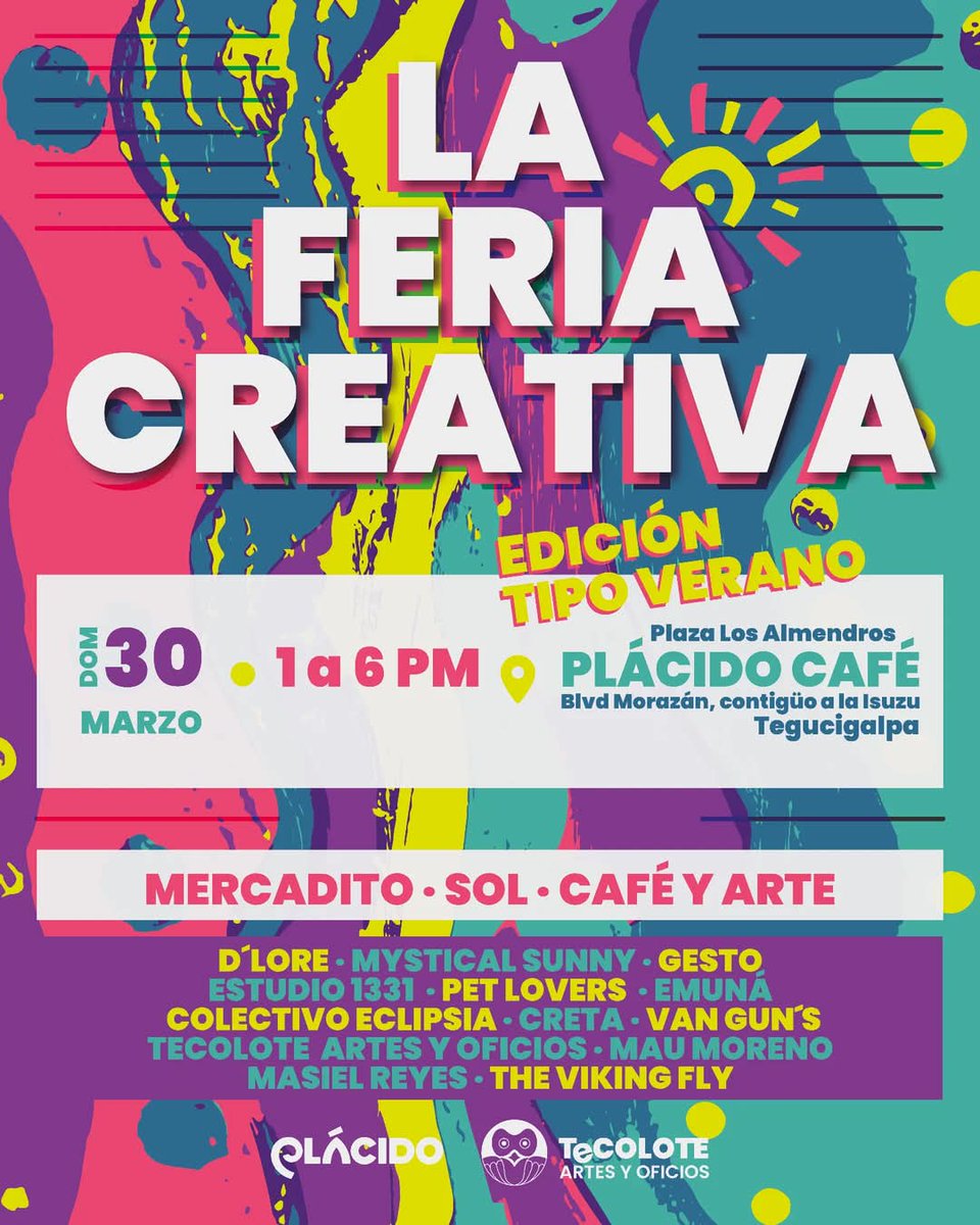 Estudio1331's tweet photo. RESERVA LA FECHA desde Estudio 1331 les invitamos a la Edición de verano de LA FERIA CREATIVA 
Nos vemos el 30 de marzo en la feria en Plaza los Almendros Bvd. Morazan. Organiza TECOLOTE / anfitrión Placido Cafe https://t.co/ut2k6QtdjA