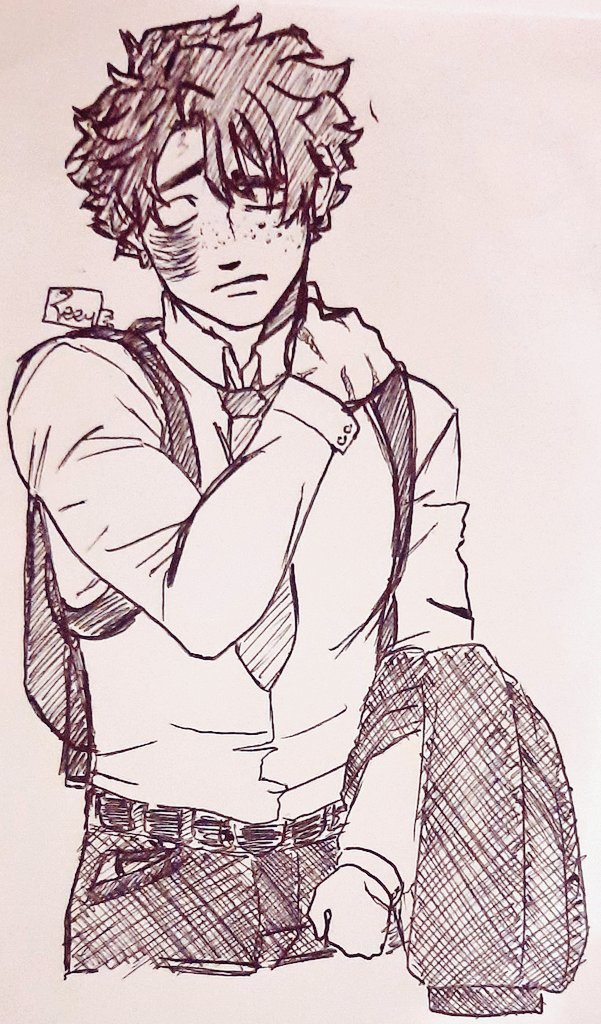 sigmachako's tweet photo. Teacher Midoriya after a long day of work (￣▽￣)👍🏻
#izukumidoriya #Deku #MHA #mhafanart #mhatwt https://t.co/K4cwqxoH6o