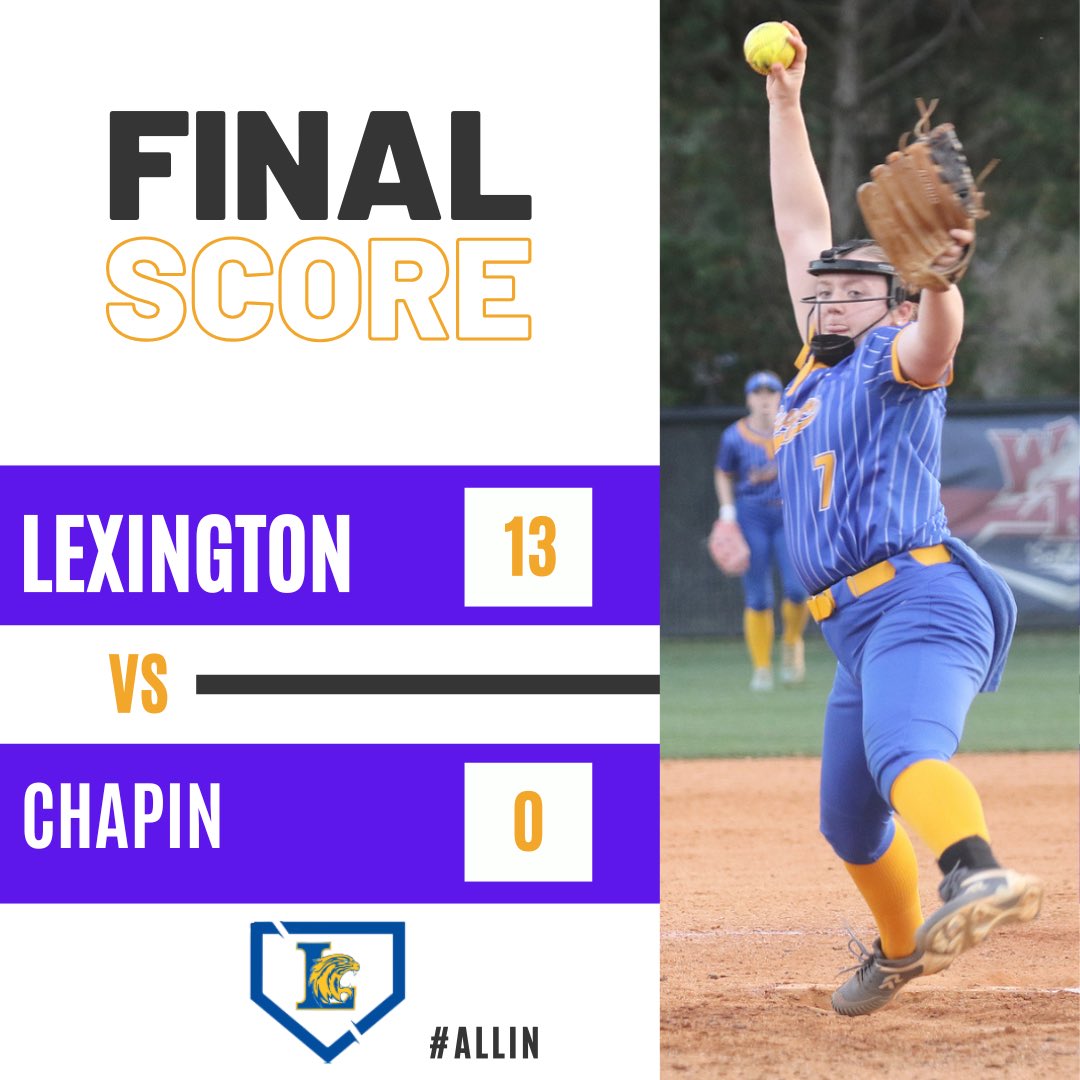 Lexington (6- 1)(2-0) had a big night in their region victory over Chapin 13-0! 
Livi Warren capped off the night with a grand slam! 
<a href="/HaleyManz26/">Haley manz</a> (5-1,1-0) 4Ks 1W 5IP 
<a href="/liviwarren1107/">Livi Warren</a> 3-4, 4RBI, GS, 3B, 2B 
<a href="/31samcraig/">sam craig</a> 2-2 1RBI, 2B
<a href="/EMelinauskas/">Emma Melinauskas</a> 1-4, 1RBI, 3B
<a href="/paytongonce2027/">Payton Gonce</a>