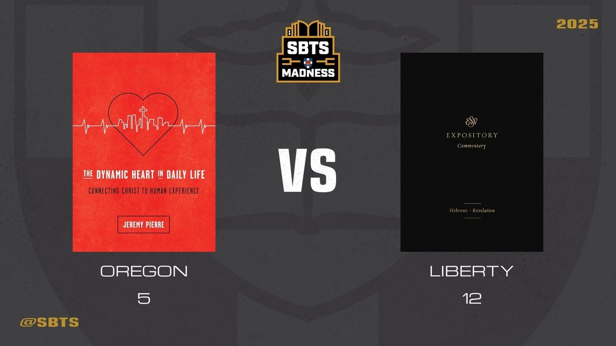 Not your average March matchup.

Our next SBTS Madness Giveaway:
• The Dynamic Heart in Daily Life by Pierre - New Growth
• Expository Commentary (Hebrews to Revelation) - @Crossway

Repost this tweet to enter.
Explore more giveaways at sbts.edu/madness

#SBTSMadness