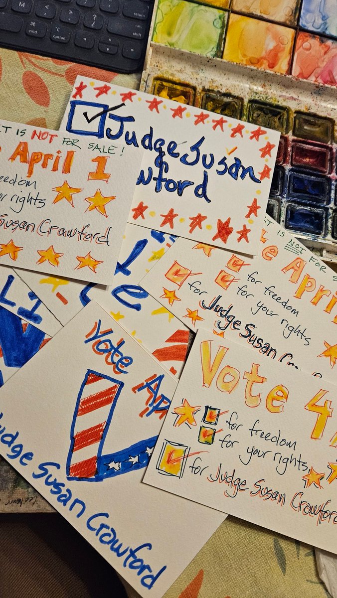ArtofCycling's tweet image. Bridget and I have teamed up #creating #postcardsforvoters in the #Wisconsin #SupremeCourt race.  We are doing what we can.