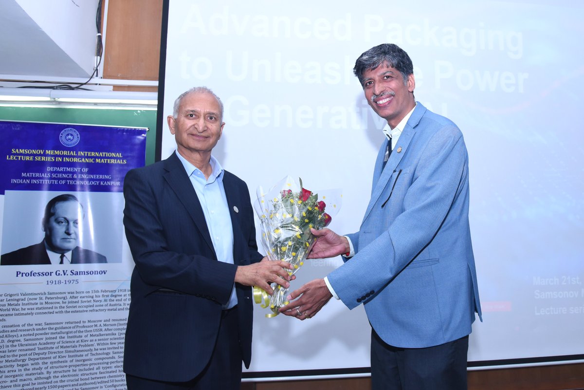 IITKanpur's tweet image. The 13th Annual G.V. Samsonov Memorial International #LectureSeries at the Department of Materials Science & Engineering, IIT Kanpur, featured Mr. Hem Takiar, Corporate Vice President of Package Development & Engineering at Micron Technology. With over 40 years of experience in…