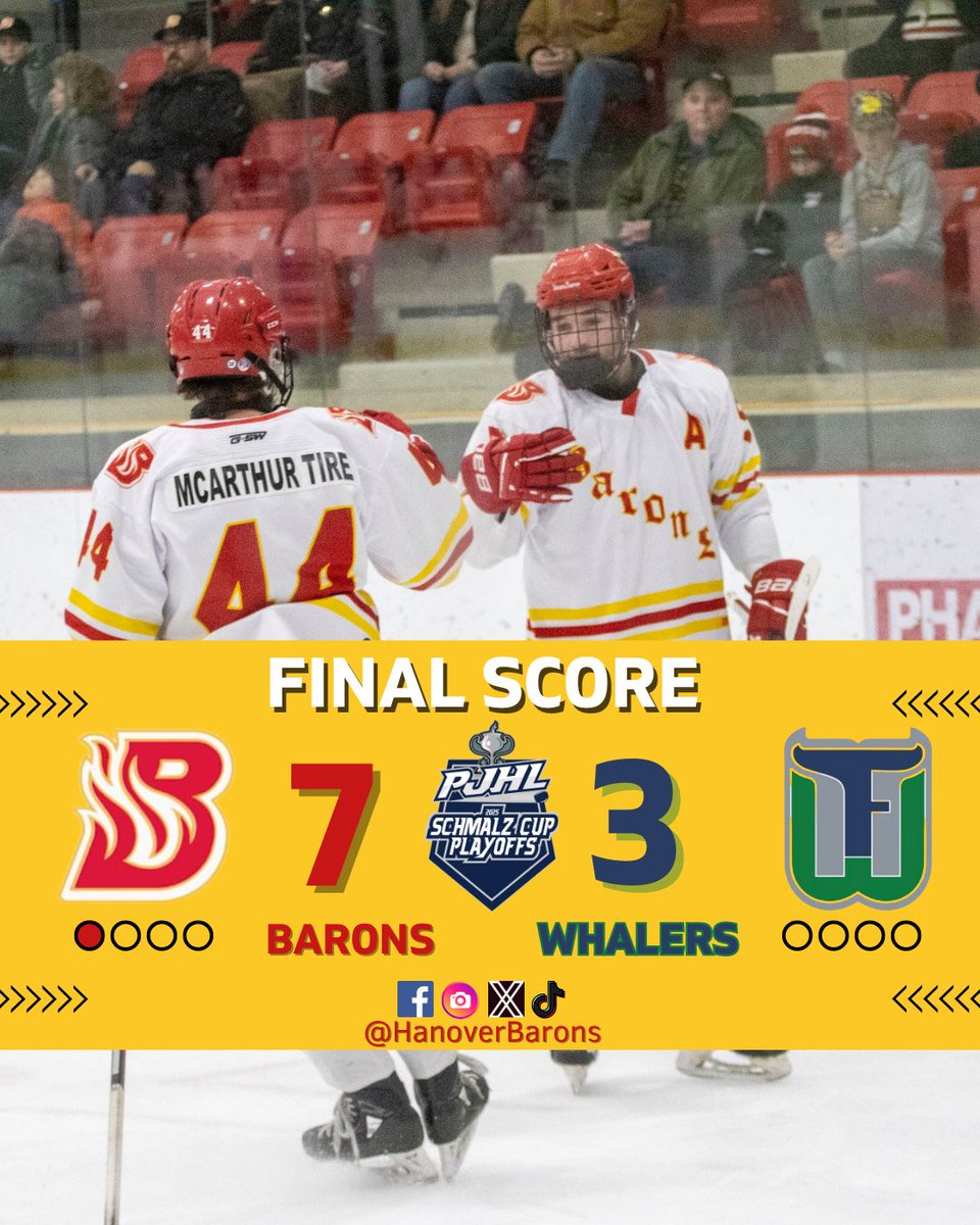 HanoverBarons's tweet photo. Barons win on home ice in Game 1 of the Pollock Division Finals! #BsRHot https://t.co/gZw8oqWxL3