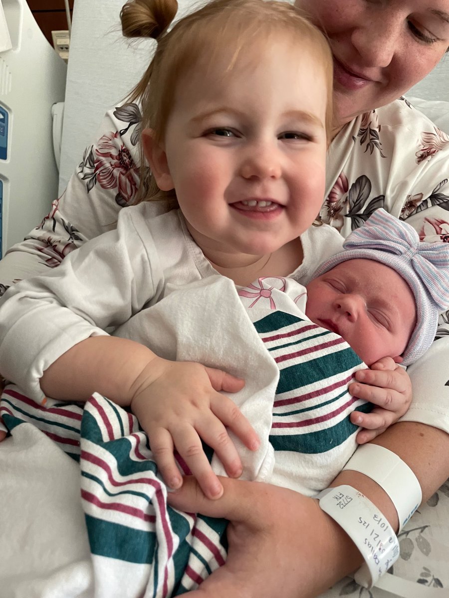 Dallas2Blake's tweet photo. Pleased to announce the birth of our second daughter, Jenna Dallas. We already love her more than she will ever know. 

p.s. - Hallie would not let anyone else hold Jenna. When she was forced to share the baby holding time, tantrums ensued. https://t.co/p0W0fO21dS