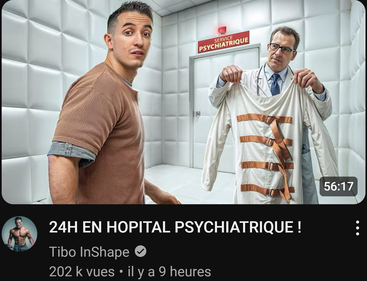 Huntersavant's tweet image. Pas sûr de la miniature la Tibo

Mettre une camisole et une cellule capitonnée en miniature, imo c’est de la psychophobie. Les patients psy ne sont pas des fous ingérables. Stop aux clichés, et non la psychiatrie c’est pas un décor de film d’horreur…