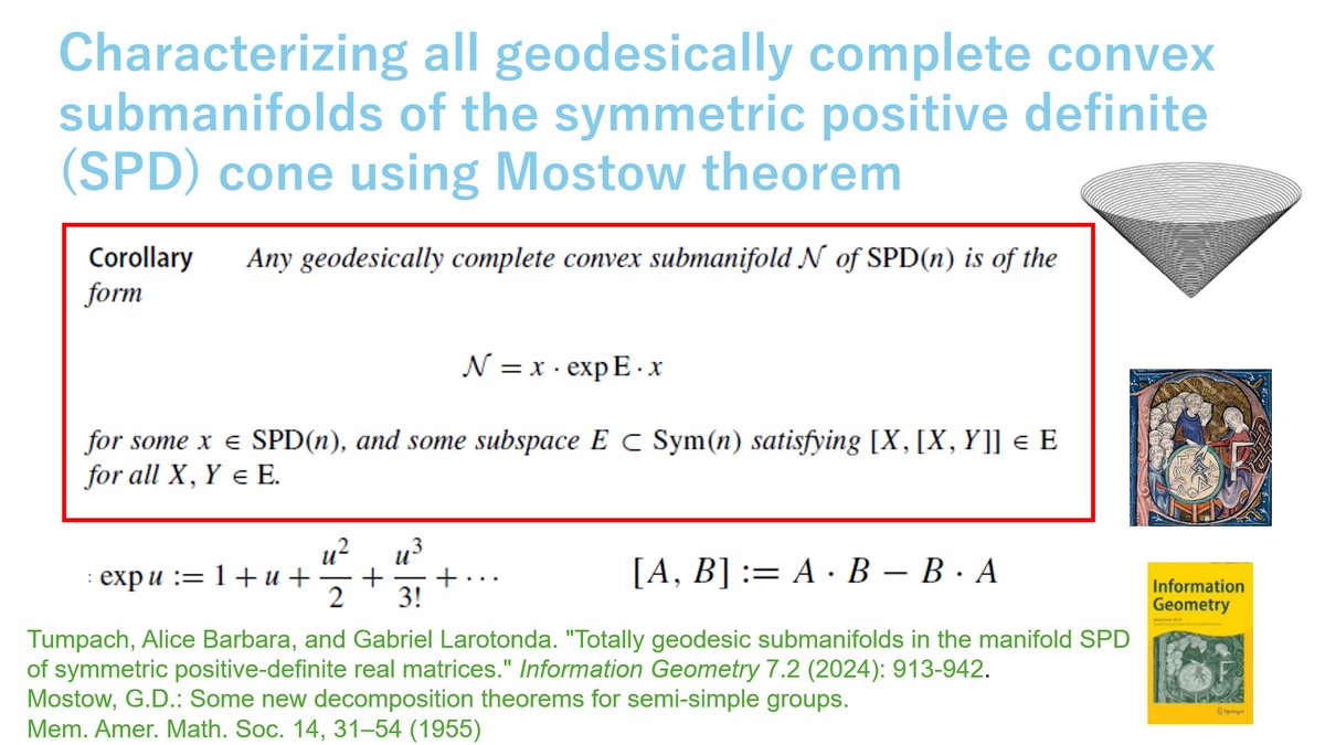 FrnkNlsn's tweet photo. Characterize ***all*** geodesically complete convex submanifolds of the symmetric positive definite (SPD) cone using Mostow theorem.

Open access PDF:
https://t.co/qkMOB87nPX https://t.co/AZINoFePh9