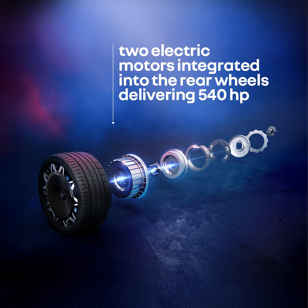 #Renault5 #Turbo3E built for performance with a carbon superstructure for agility

dual rear motors (540hp), 0-100km/h in under 3.5s, and an 800V system charging 70kWh battery from 15% to 80% in 15mins

produced at Alpine Dieppe #madeOFrance

learn more: brnw.ch/21wRqc2