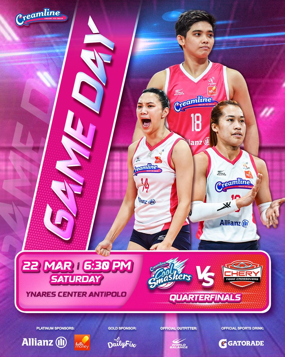CoolSmashers's tweet photo. Go for Game 2! Let’s all fill the Ynares Center Antipolo with good vibes dahil maghaharap na muli ang Creamline Cool Smashers at Chery Tiggo Crossovers! 🏐💖

We wish you the best of luck, and kita-kits tayo mga ka-vibes ngayong Sabado! 🤩💖

#UnstoppableGoodVibes https://t.co/n4ZqgKx0xn