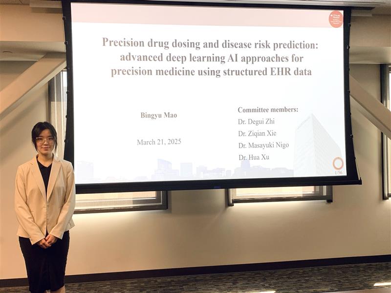 Degui Zhi (@zhizhid) on Twitter photo Congratulations to my student Bingyu Mao who defended her PhD dissertation today! 3rd one from my lab this season! <a href="/McWilliamsSBMI/">McWilliams School of Biomedical Informatics</a> Congratulations to my student Bingyu Mao who defended her PhD dissertation today! 3rd one from my lab this season! <a href="/McWilliamsSBMI/">McWilliams School of Biomedical Informatics</a>