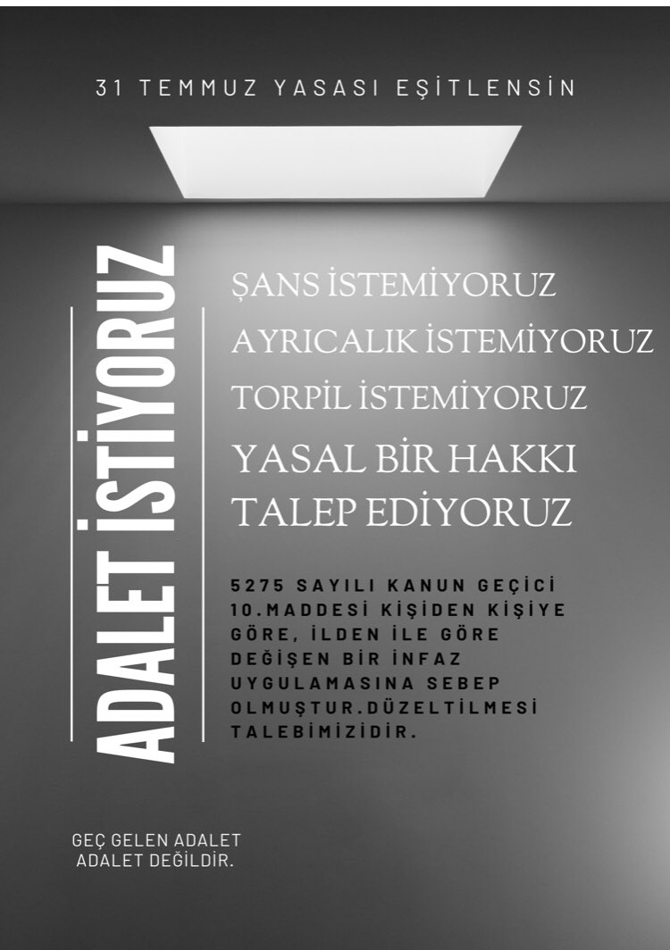 <a href="/eczburhan/">Burhanettin Bulut</a> Kanunlar karşısında iki VATANDAŞ 
İkiside AYNI  tarihte AYNI suça sürüklenmiş AYNI cezayı almış 
Cezanın infazında biri kayırılmış biri cezalandırılmış
Kurt yapmazdı bu ayrımı kuzulara şah olsa
Hani Eşitti herkes yasalar karşısında ?

#CovidYasasıAfDeğil
ANAYASAL HAKTIR