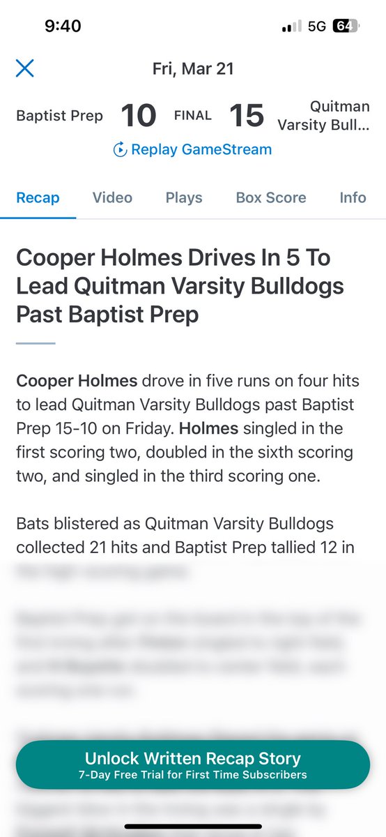 Cooper Holmes (@cooperholmez) on Twitter photo Great night 4/5! 5 RBIS! Blessed to play this game! (Hits not filmed) <a href="/gocbcmustangs/">CBC Athletics</a> <a href="/ReddieBaseball/">Reddie Baseball</a> <a href="/OuachitaBSB/">Ouachita Baseball</a> <a href="/3leftsbaseball/">3 LEFTS BASEBALL</a> <a href="/UCABearBaseball/">UCA Baseball</a> <a href="/BUncommitted/">Baseball_Uncommitted</a> <a href="/RichSharp95/">Rich Sharp</a> <a href="/caleb_ensminger/">Caleb Ensminger</a> <a href="/LyonBaseball/">Scots Baseball</a> <a href="/d1baseball/">D1Baseball</a> <a href="/LokoFranco501/">Loko🐗 Franco</a> Great night 4/5! 5 RBIS! Blessed to play this game! (Hits not filmed) <a href="/gocbcmustangs/">CBC Athletics</a> <a href="/ReddieBaseball/">Reddie Baseball</a> <a href="/OuachitaBSB/">Ouachita Baseball</a> <a href="/3leftsbaseball/">3 LEFTS BASEBALL</a> <a href="/UCABearBaseball/">UCA Baseball</a> <a href="/BUncommitted/">Baseball_Uncommitted</a> <a href="/RichSharp95/">Rich Sharp</a> <a href="/caleb_ensminger/">Caleb Ensminger</a> <a href="/LyonBaseball/">Scots Baseball</a> <a href="/d1baseball/">D1Baseball</a> <a href="/LokoFranco501/">Loko🐗 Franco</a>