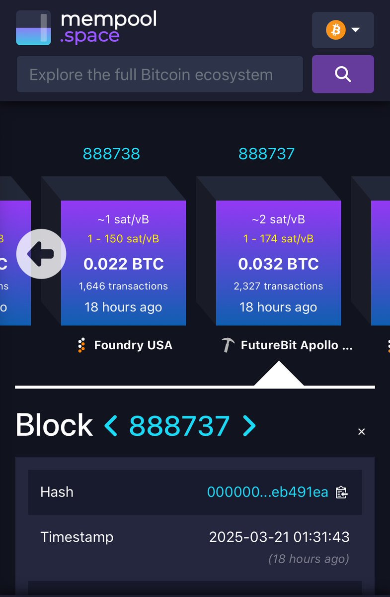 NEW: A solo Bitcoin miner struck digital gold on Friday, March 21, earning  a $266,000 reward for processing block 888,737 without a mining pool. Using  a DIY FutureBit Apollo machine, the miner