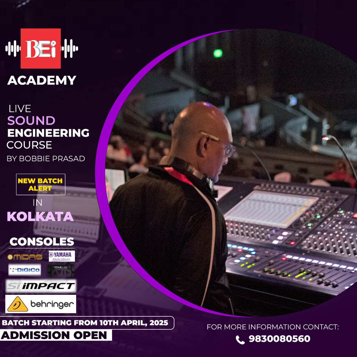 BobbiePrasad's tweet photo. Become a Pro Sound Engineer!
LIVE SOUND ENGINEERING COURSE by Bobbie Prasad
Location: Kolkata
Hands-on training with top industry consoles:
Admission Open Now! 
Secure your spot today and take the first step toward your sound engineering career!
For more information: 9830080560 https://t.co/KWrtFU935d