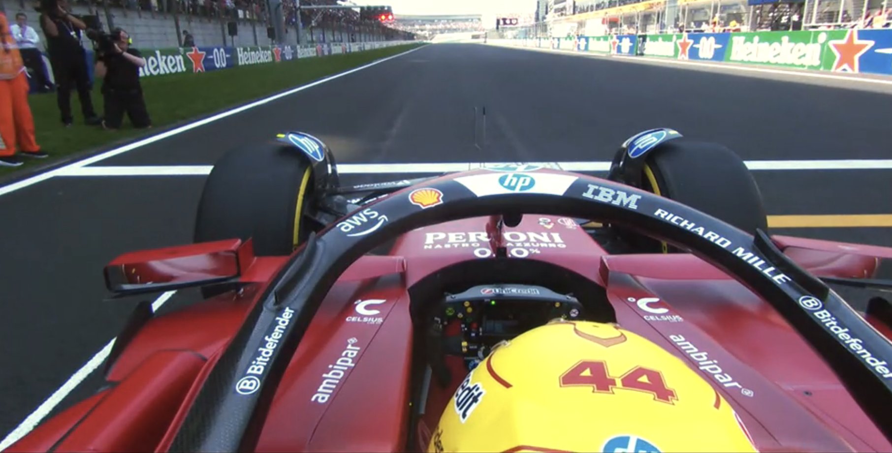 Lewis Hamilton holds off Max Verstappen at  start of F1 Chinese GP Sprint