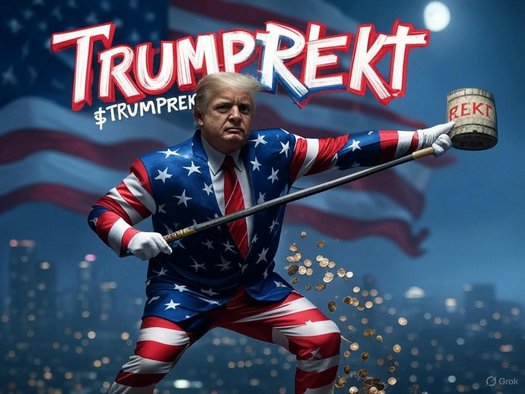 $TrumpRekt 🚨 The MAGA man is LIVE on Pump.fun, and he’s REKT-ing memecoins with YUGE charisma! TrumpRekt ($TRUMPREKT) is the best, believe me—$SHIB, $DOGE, $PEPE? YOU’RE FIRED! 🗑️ Vote on who Trump rekts next and share your funniest Trump rekt meme with #TrumpRekt