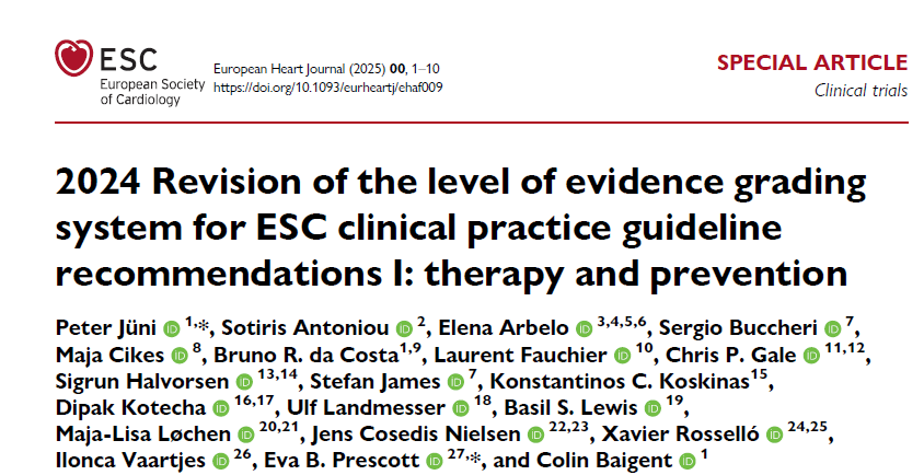 RosselloXavier's tweet photo. The @escardio has developed a new standardized LOE grading system to evaluate the strength of evidence in their guidelines. Separate criteria for (1) therapy &amp; prevention,and (2) diagnosis &amp; prediction.

Glad to be in the unique position to be involved in both docs! @ESC_Journals https://t.co/6LD1MKERXC