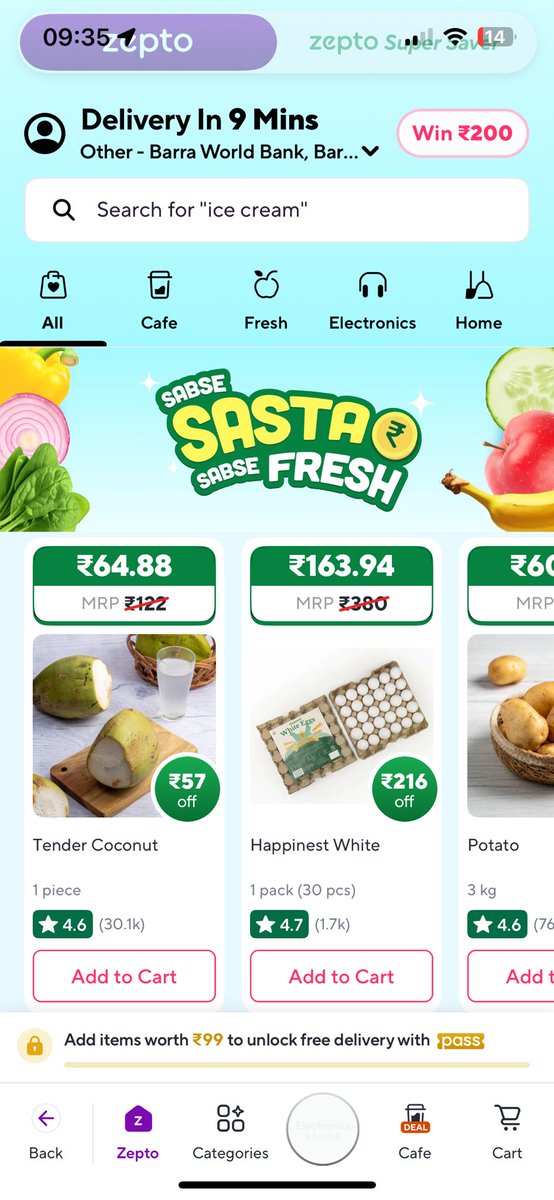 sarkar_pavan's tweet photo. Same place, same time, but different prices on Android and iPhone. @zeptocares, why? ? https://t.co/OWEAMF6qXh