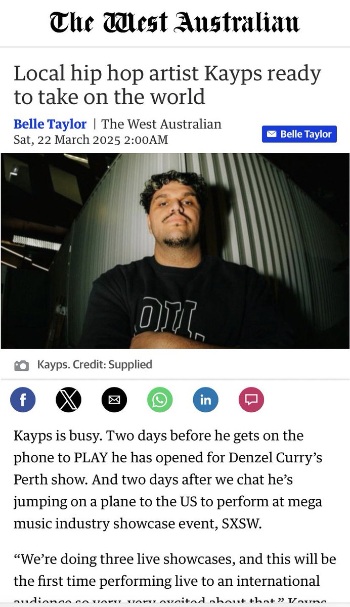 <a href="/kidkayps6k/">kayps</a> in The West Australian!! 
The past month has been amazing for team Kayps, mad love to everyone who is supporting Kayps and our journey. Project mode on lock🔒<a href="/6KMC_/">6KMC</a>