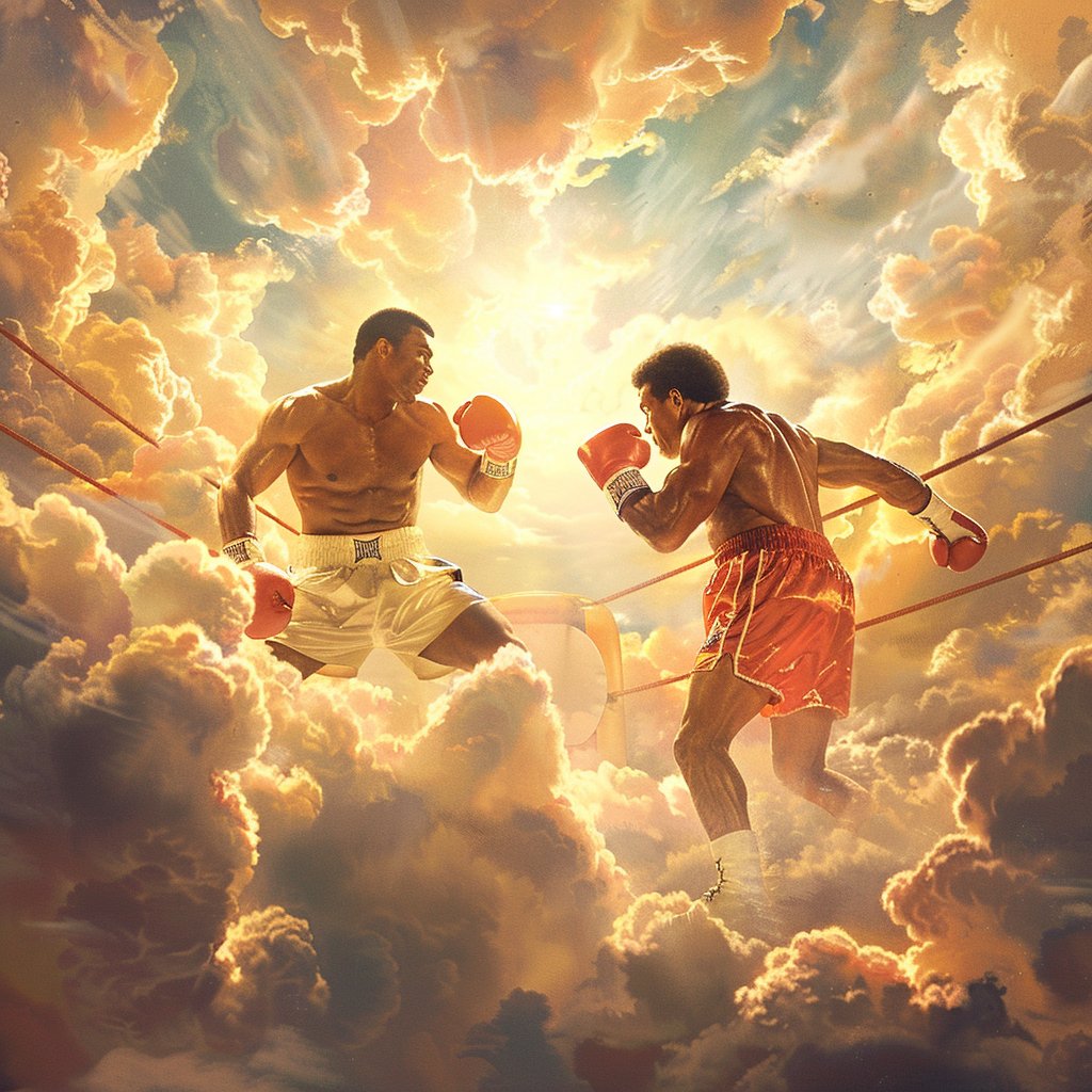 The Rumble in the Clouds. Two legends reunited where time can't touch them. Ali vs. Foreman, forever.<a href="/game5ball/">$BALL 🏀 GAME 5 BALL</a>