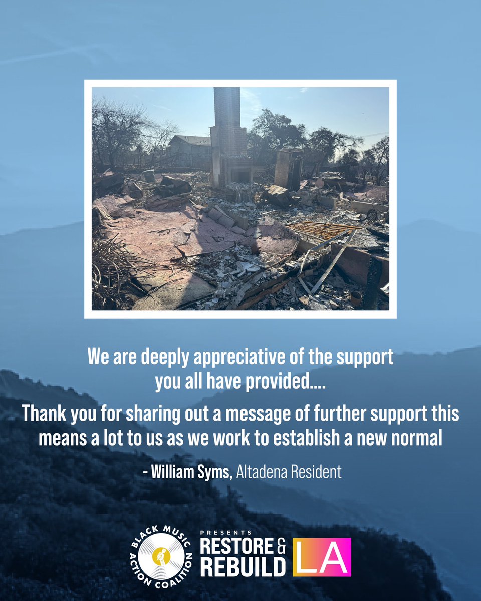 Real People…Real Stories:
BMAC has been offering immediate financial assistance to those most impacted by the LA Wildfires. The Syms’ Family represent the spirit and resilience of Altadena. #AltadenaStrong #BMACLAFireReliefFund #RestoreAndRebuild