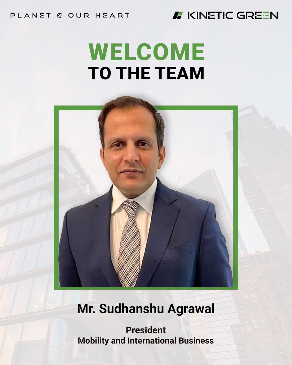 Driving the future of green mobility with exceptional leadership!

We’re thrilled to welcome Mr. Sudhanshu Agrawal to our team as President of Mobility and International Business!