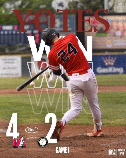 Okanagan College Coyotes Baseball (@yotesbaseball) on Twitter photo Yotes win 4-2 over the <a href="/goldentideyyj/">Victoria GoldenTide Baseball</a> in <a href="/CCBaseballConf/">Canadian College Baseball Conference (CCBC)</a> season opener tonight. Jack Swinton 2 rbi, Dawson Head 4 shutout relief innings picked up the win. Tomorrow game 2 & 3 starts at 1pm at Elks Stadium. <a href="/CastanetNews/">Castanet</a> <a href="/OkanaganCollege/">Okanagan College</a> <a href="/KelownaNow/">KelownaNow</a> <a href="/CBCKelowna/">CBC Kelowna</a> <a href="/AM1150/">AM 1150</a> Yotes win 4-2 over the <a href="/goldentideyyj/">Victoria GoldenTide Baseball</a> in <a href="/CCBaseballConf/">Canadian College Baseball Conference (CCBC)</a> season opener tonight. Jack Swinton 2 rbi, Dawson Head 4 shutout relief innings picked up the win. Tomorrow game 2 & 3 starts at 1pm at Elks Stadium. <a href="/CastanetNews/">Castanet</a> <a href="/OkanaganCollege/">Okanagan College</a> <a href="/KelownaNow/">KelownaNow</a> <a href="/CBCKelowna/">CBC Kelowna</a> <a href="/AM1150/">AM 1150</a>