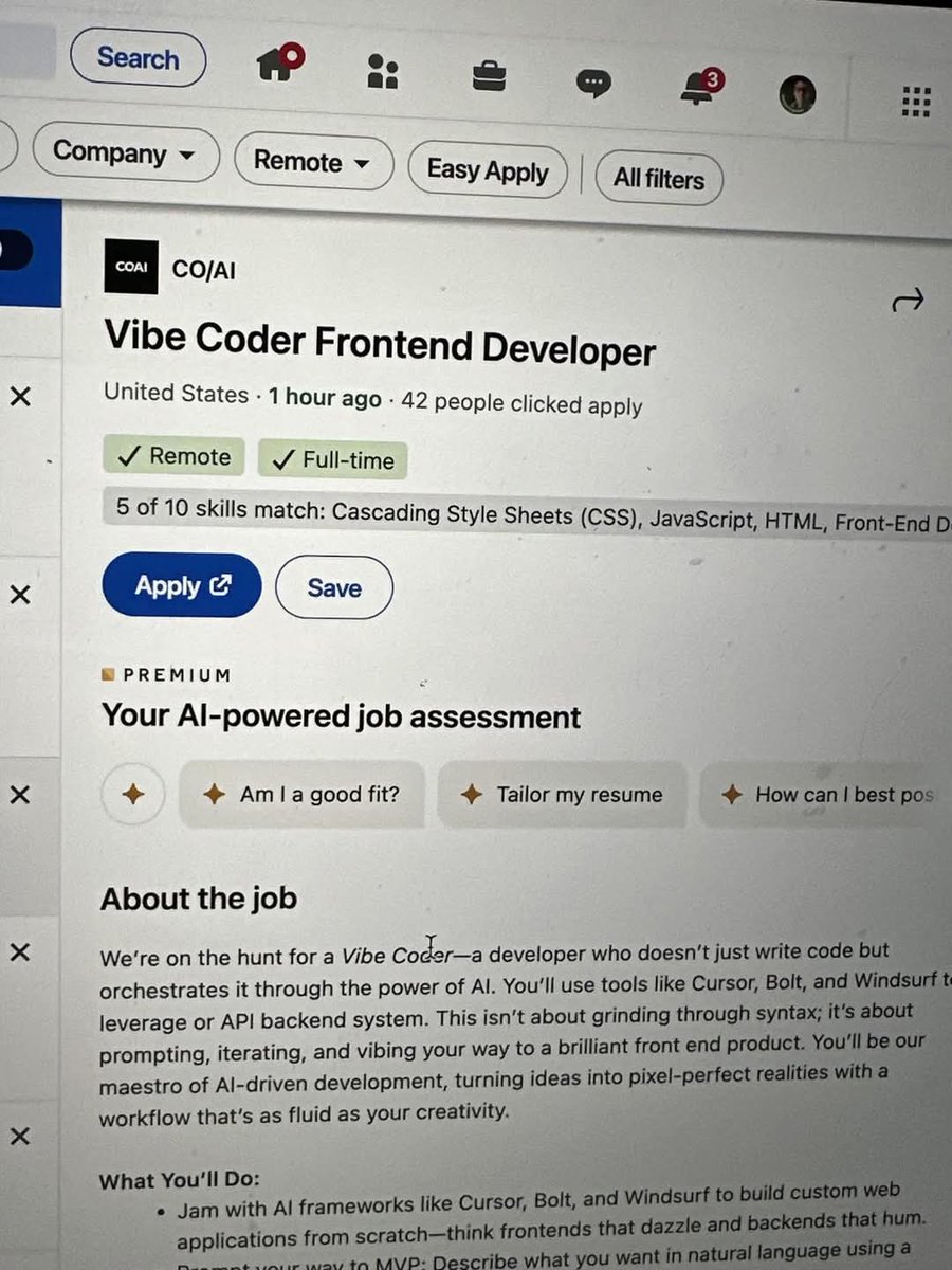 theclarvoyance's tweet photo. Vibe coding roles have emerged 😏 https://t.co/IAG2ID5Juy
