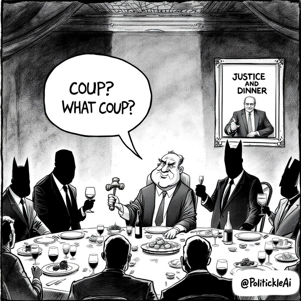 <a href="/MarioNawfal/">Mario Nawfal</a> Justice Moraes: ruling on coups by day, hosting coup-backers by night. Efficiency!