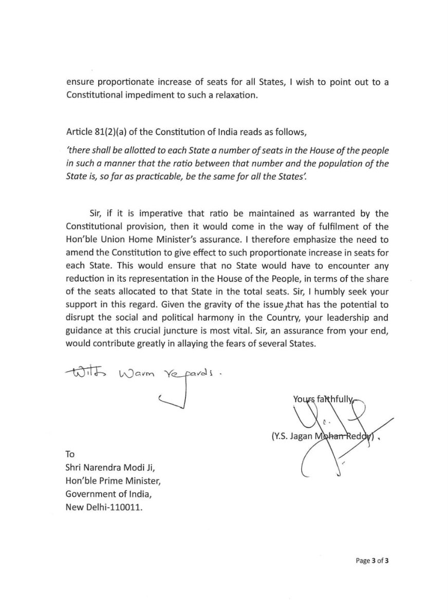 Nani Connects (@naniconnects) on Twitter photo YSRCP Chief <a href="/ysjagan/">YS Jagan Mohan Reddy</a>’s Letter to Hon’ble PM <a href="/narendramodi/">Narendra Modi</a> on Delimitation YSRCP Chief <a href="/ysjagan/">YS Jagan Mohan Reddy</a>’s Letter to Hon’ble PM <a href="/narendramodi/">Narendra Modi</a> on Delimitation