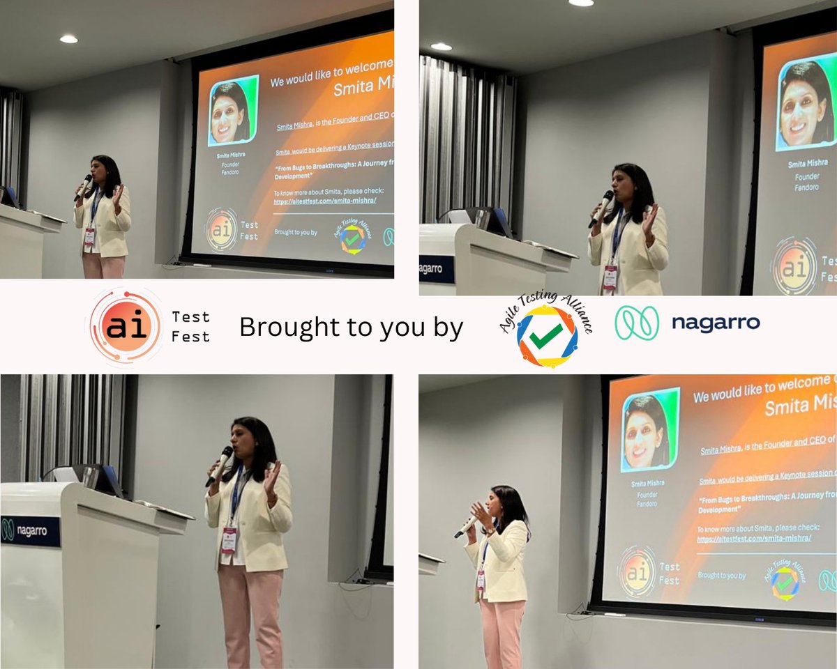 AgileTAlliance's tweet photo. From Bugs to Breakthroughs!

An inspiring session by Smita Mishra at #ATAITF – AI Test Fest! She beautifully connected software quality with sustainable development, proving tech can be a force for good.

Thank you, Smita!

#AITestFest #TestingForGood #TechForChange https://t.co/z8PufZ64d2