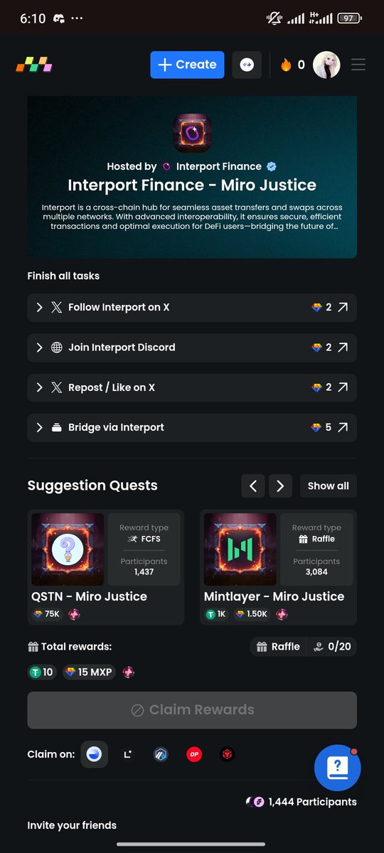 KarinateG's tweet image. GM #DeFi fam!

I&apos;m here with another exciting quest on #Micro3.

Explore @InterportFi, your go-to hub for seamless cross-chain swaps! 

👉 Join now: micro3.io/quest/interpor…

Connect your wallet, complete simple tasks, and claim your rewards!
- $10 Raffle for 20 lucky winners  
-…
