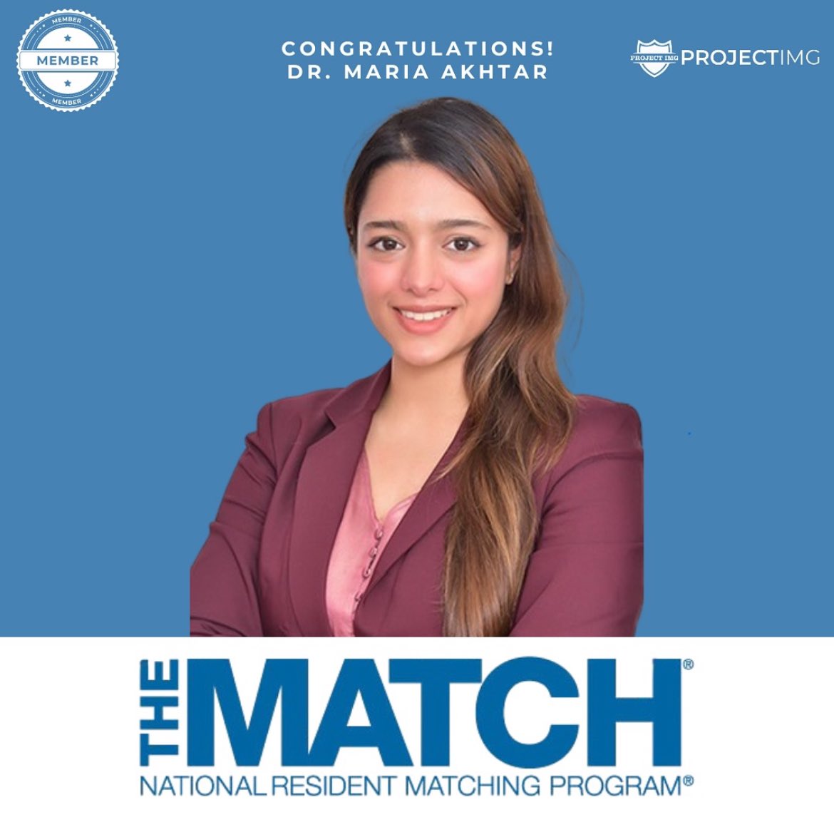 ProjectImg's tweet photo. Congratulations, Dr. Maria Akhtar on matching! ☘️
#match2025 #pimg https://t.co/FlNxC0RTyO