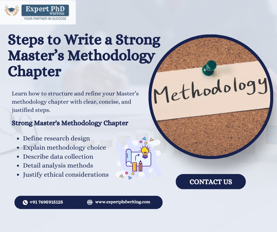 expertphdassist's tweet image. Define research design, justify methods, describe data collection, explain analysis techniques, ensure validity, address limitations, ensure ethical considerations, ensure reproducibility.
#ResearchMethodology #ThesisWriting #MethodologyChapter
🌐 Visit: expertphdwriting.com